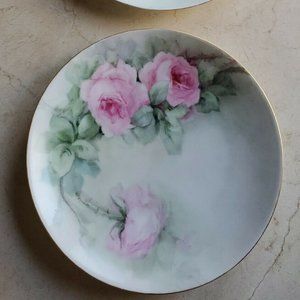 2 Vintage Thomas Sevres Bavaria Plates Hand painted Floral 8''